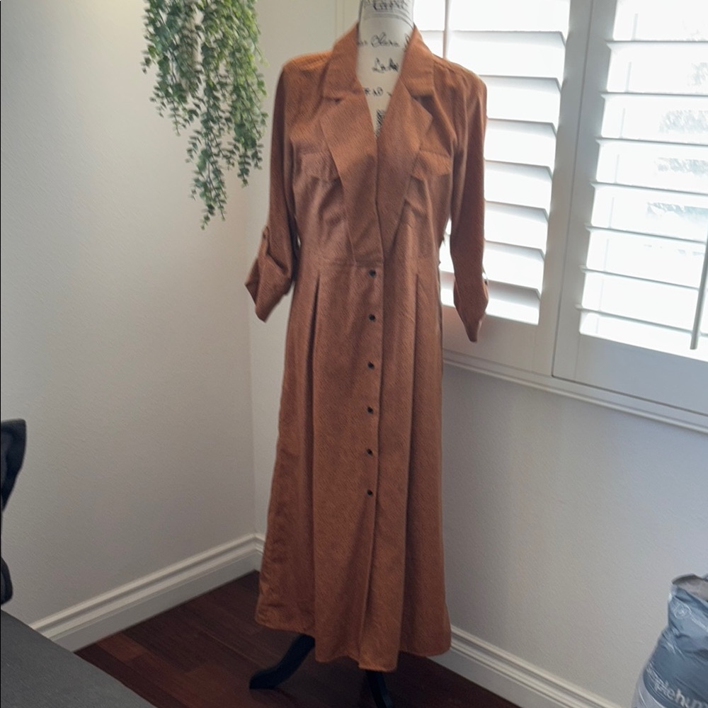 Dear John brown jacket dress with black spot design